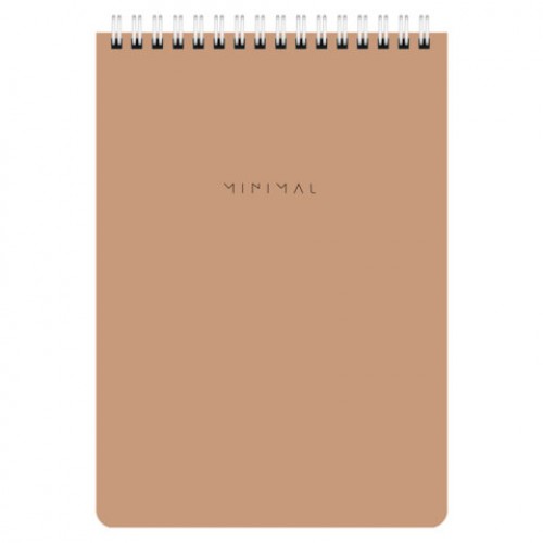 Блокнот А5 146х206 мм, 60 л., гребень, картон, жесткая подложка, клетка, BRAUBERG Minimal Classic, 116426