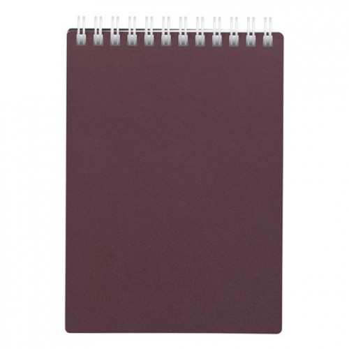 Блокнот МАЛЫЙ ФОРМАТ (110х145 мм) А6, 80 л., гребень, обложка пластик, клетка, HATBER METALLIC, бордо, 80Б6В1гр, 80Б6В1гр_03406