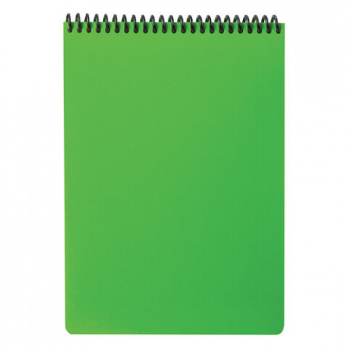 Блокнот А5, 80 л., спираль пластиковая, обложка пластик, клетка, BRAUBERG Metropolis, ЗЕЛЕНЫЙ, 110977