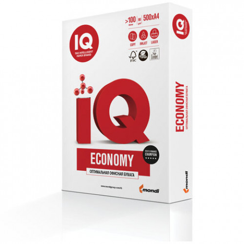 Бумага офисная А4, 80 г/м2, 500 л., марка С, IQ ECONOMY, Россия, 146% (CIE)