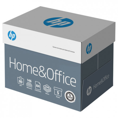 Бумага офисная А4, 80 г/м2, 500 л., марка С, HP HOME&OFFICE, ColorLok, Россия, 146% (CIE)