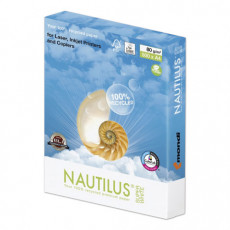 Бумага офисная А4, 80 г/м2, 500 л., марка А, NAUTILUS SUPER WHITE, RECYCLED, 150% (CIE)