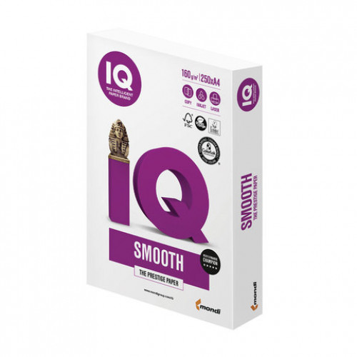 Бумага IQ SMOOTH, А4, 160 г/м2, 250 л., класс А+, Австрия, белизна 170% (CIE)