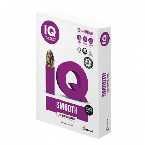 Бумага IQ SMOOTH, А4, 100 г/м2, 500 л., класс А+, Австрия, белизна 170% (CIE)