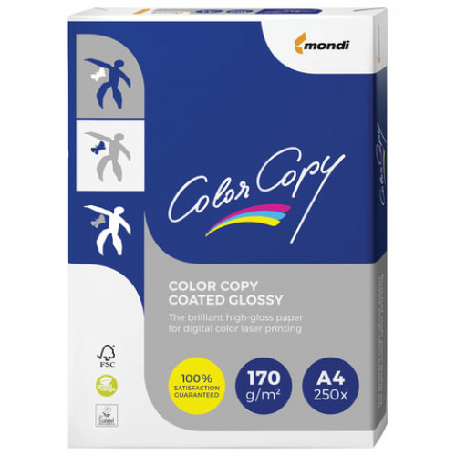 Бумага COLOR COPY GLOSSY, мелованная, глянцевая, А4, 170 г/м2, 250 л., для полноцветной лазерной печати, А++, Австрия, 139% (CIE)