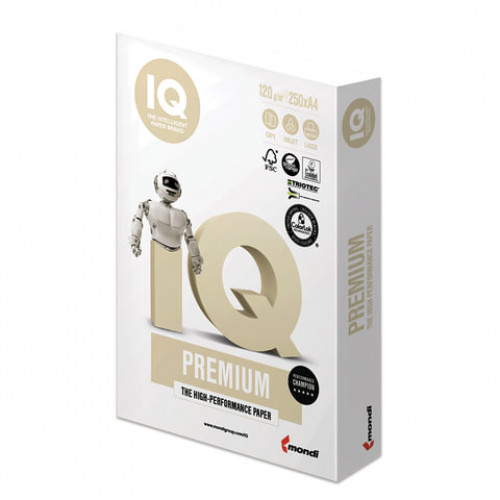 Бумага IQ PREMIUM, А4, 120 г/м2, 250 л., класс А, Австрия, белизна 170% (CIE)