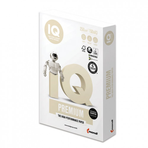 Бумага IQ PREMIUM БОЛЬШОЙ ФОРМАТ (297х420 мм), А3, 250 г/м2, 150 л., класс А, Австрия, белизна 170% (CIE)