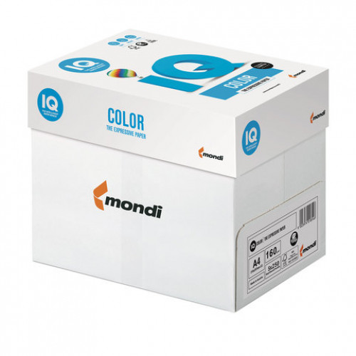 Бумага цветная IQ color, А4, 160 г/м2, 250 л., интенсив, оранжевая, OR43