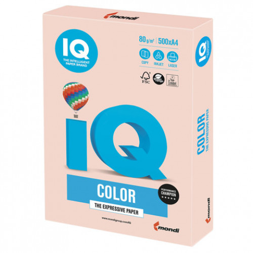 Бумага цветная IQ color, А4, 80 г/м2, 500 л., пастель, темно-кремовая, SA24