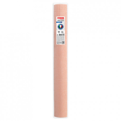 Бумага гофрированная (ИТАЛИЯ) 180 г/м2, нежно-розовая (17a2), 50х250 см, BRAUBERG FIORE, 112633