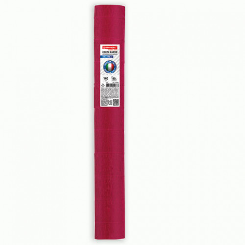 Бумага гофрированная (ИТАЛИЯ) 140 г/м2, красная (989), 50х250 см, BRAUBERG FIORE, 112562