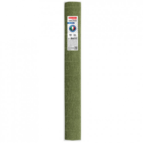 Бумага гофрированная (ИТАЛИЯ) 180 г/м2, оливковая (17a8), 50х250 см, BRAUBERG FIORE, 112618