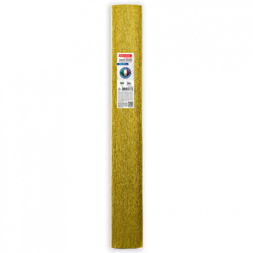 Бумага гофрированная (ИТАЛИЯ) 180 г/м2, желтое золото (801), 50х250 см, BRAUBERG FIORE, 112657