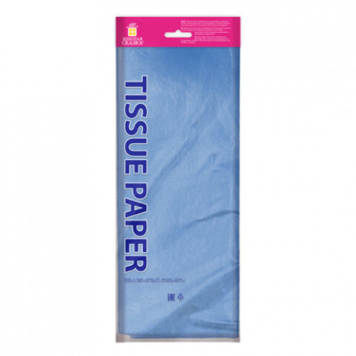 Цветная бумага ТИШЬЮ 17 г/м2, 50х66 см, 10 листов, голубой цвет, ЗОЛОТАЯ СКАЗКА, 116478