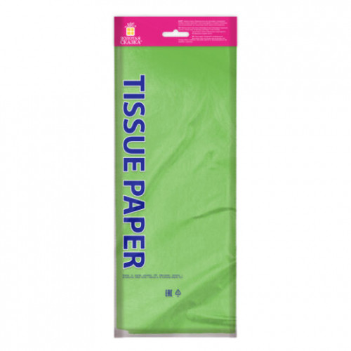 Цветная бумага ТИШЬЮ 17 г/м2, 50х66 см, 10 листов, салатовый цвет, ЗОЛОТАЯ СКАЗКА, 116482