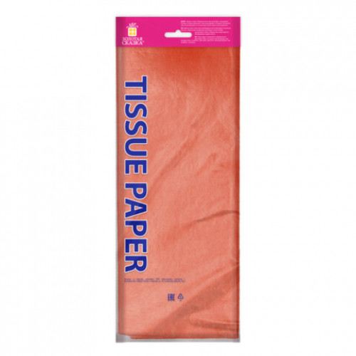 Цветная бумага ТИШЬЮ 17 г/м2, 50х66 см, 10 листов, коралловый цвет, ЗОЛОТАЯ СКАЗКА, 116477