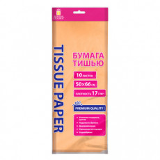 Цветная бумага ТИШЬЮ 17 г/м2, 50х66 см, 10 листов, персиковый цвет, ЗОЛОТАЯ СКАЗКА, 116481
