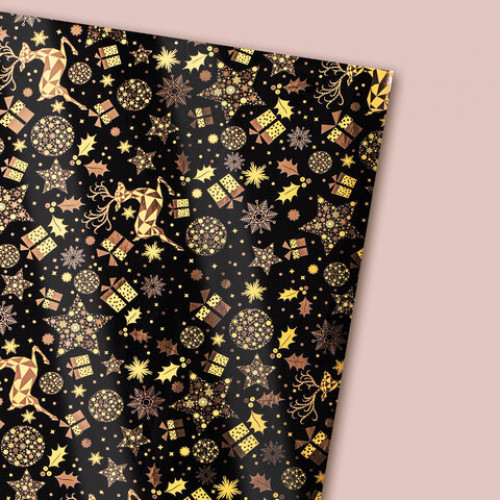 Бумага упаковочная подарочная С ЭФФЕКТАМИ новогодняя НАБОР 3 шт., Xmas Pattern 70х100 см, ЗОЛОТАЯ СКАЗКА, 591935