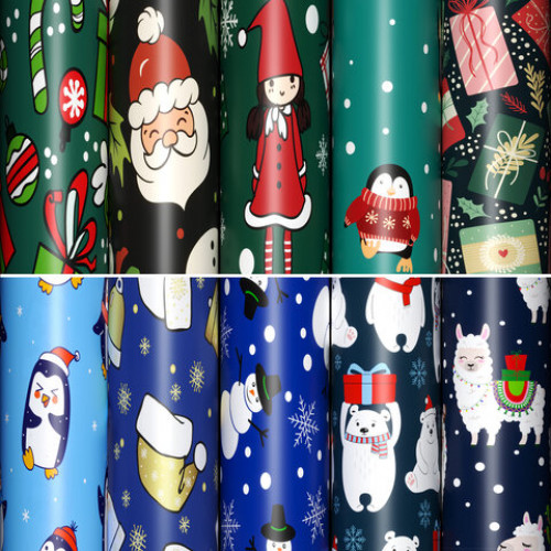 Бумага упаковочная новогодняя Snow Fun, 70х100 см, 10 дизайнов ассорти, ЗОЛОТАЯ СКАЗКА, 591911