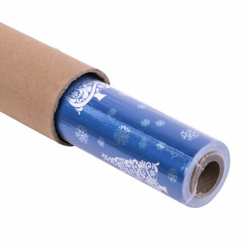 Бумага упаковочная подарочная С ЭФФЕКТАМИ BIG SIZE новогодняя Blue Winter, 0,7х10 м, ЗОЛОТАЯ СКАЗКА, 591949