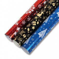 Бумага упаковочная подарочная С ЭФФЕКТАМИ новогодняя НАБОР 3 шт., Xmas Pattern 70х100 см, ЗОЛОТАЯ СКАЗКА, 591935