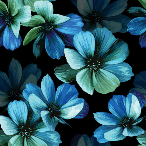 Бумага упаковочная мелованная 70х100 см ЗОЛОТАЯ СКАЗКА Night Flowers, 5 дизайнов, 70 г/м2, 591588