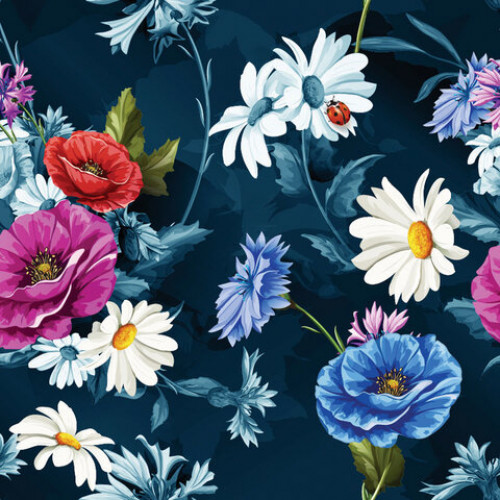 Бумага упаковочная мелованная 70х100 см ЗОЛОТАЯ СКАЗКА Night Flowers, 5 дизайнов, 70 г/м2, 591588