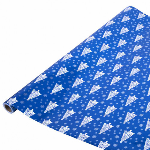 Бумага упаковочная подарочная С ЭФФЕКТАМИ BIG SIZE новогодняя Blue Winter, 0,7х10 м, ЗОЛОТАЯ СКАЗКА, 591949