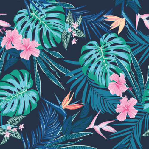 Бумага упаковочная мелованная 70х100 см ЗОЛОТАЯ СКАЗКА Tropics, 5 дизайнов, 70 г/м2, 591593