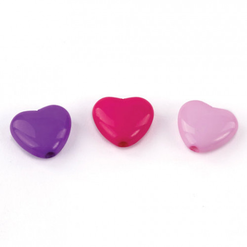Бусины для творчества Сердце, 10 мм, 30 грамм, светло-розовые, розовые, фиолетовые, ОСТРОВ СОКРОВИЩ, 661240