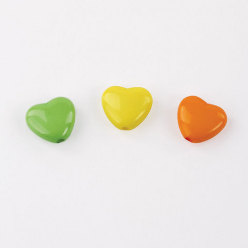 Бусины для творчества Сердце, 10 мм, 30 грамм, желтые, оранжевые, зеленые, ОСТРОВ СОКРОВИЩ, 661239