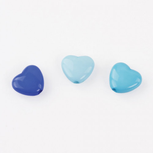 Бусины для творчества Сердце, 10 мм, 30 грамм, бирюзовые, светло-голубые, голубые, ОСТРОВ СОКРОВИЩ, 661241