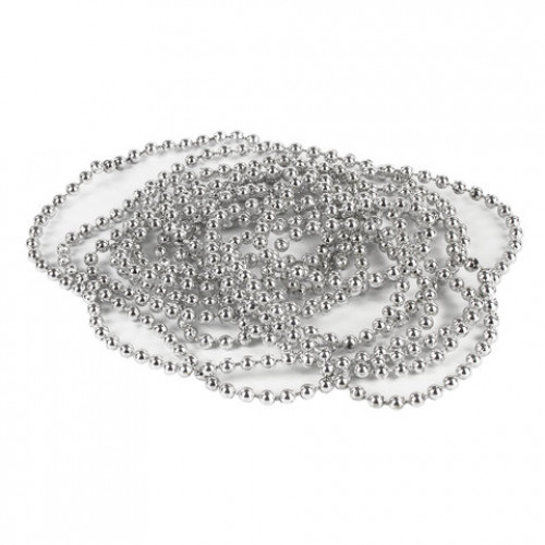 Бусы елочные ЗОЛОТАЯ СКАЗКА, диаметр 4 мм, длина 2,7 м, серебристые, 591138