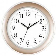 Часы настенные TROYKATIME (TROYKA) 122281201, круг, белые, золотая рамка, 30х30х3,8см
