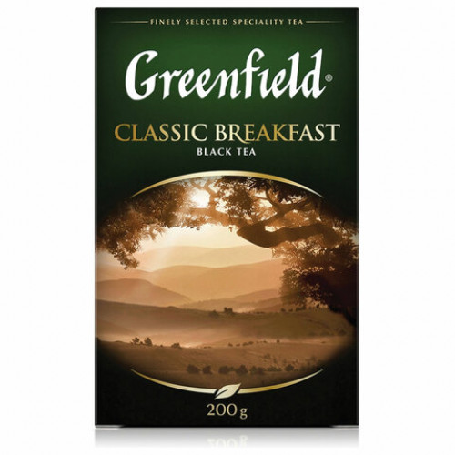 Чай GREENFIELD (Гринфилд) Classic Breakfast, черный, листовой, 200 г, картонная коробка, 0792-10