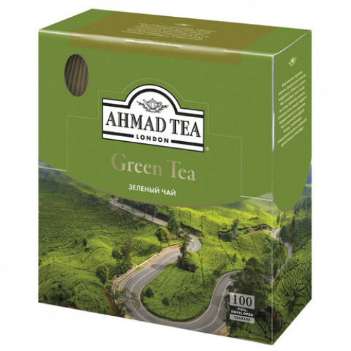 Чай AHMAD (Ахмад) Green Tea, зеленый, 100 пакетиков по 2 г, 478i-08