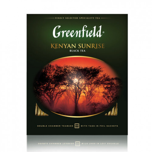 Чай GREENFIELD (Гринфилд) Kenyan Sunrise (Рассвет в Кении), черный, 100 пакетиков в конвертах по 2 г, 0600-09