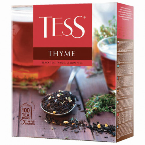 Чай TESS (Тесс) Thyme, черный, чабрец и цедра лимона, 100 пакетиков в конвертах по 2 г, 1185-09