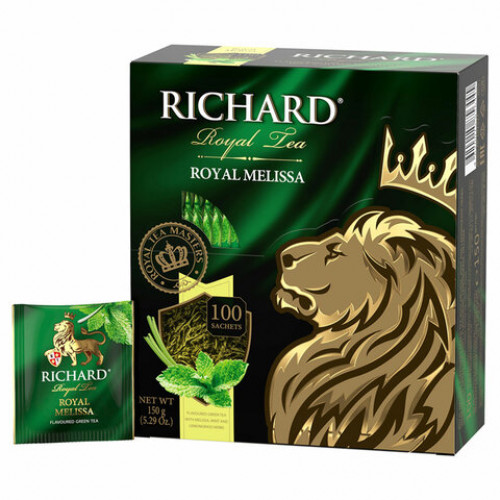 Чай RICHARD Royal Melissa, зеленый, 100 сашетов по 1,5 г, 101427