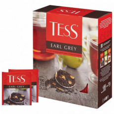 Чай TESS (Тесс) Earl Grey, черный, с цедрой лимона, 100 пакетиков в конвертах по 1,8 г, 1251-09