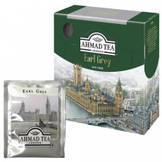 Чай AHMAD (Ахмад) Earl Grey, черный с ароматом бергамота, 100 пакетиков с ярлычками по 2 г, 595i-08