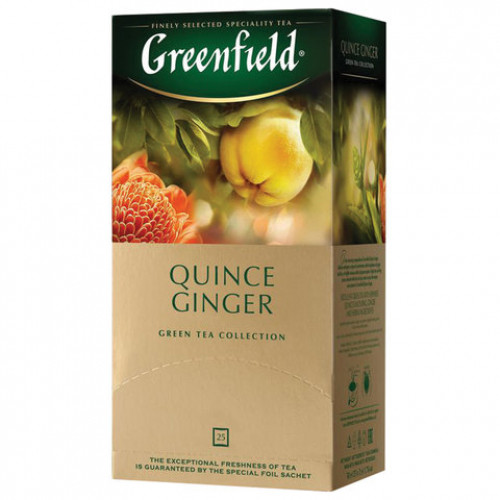 Чай GREENFIELD (Гринфилд) Quince Ginger, зеленый, айва-имбирь, 25 пакетиков в конвертах по 2 г, 1388-10