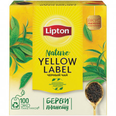 Чай LIPTON (Липтон) Yellow Label, черный, 100 пакетиков с ярлычками по 2 г, 20248358