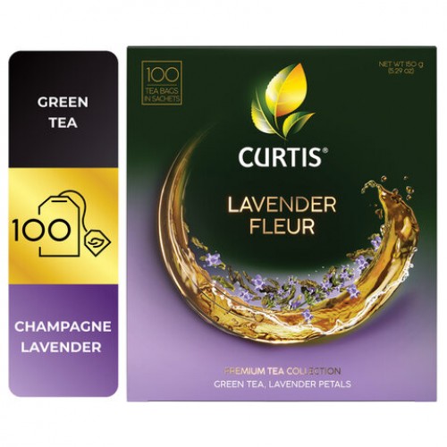 Чай CURTIS Lavender Fleur зеленый c лавандой, лепестками роз, 100 пакетиков в конве, 102560