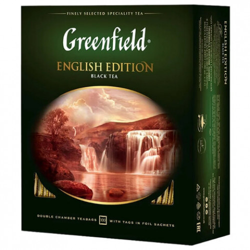 Чай GREENFIELD (Гринфилд) English Edition, черный, 100 пакетиков по 2 г, 1383-09
