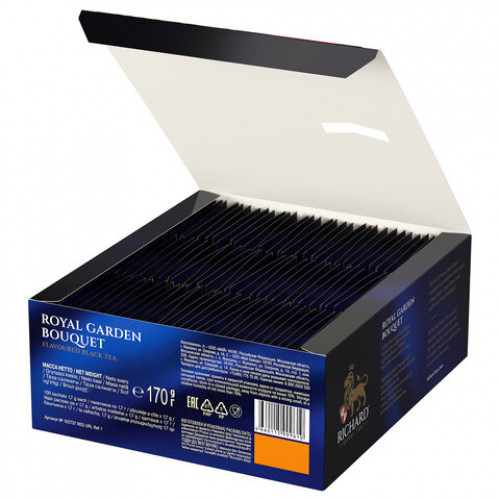 Чай RICHARD Royal Garden Bouquet черный с яблоком и мятой, 100 пакетиков по 1,7 г, 102737