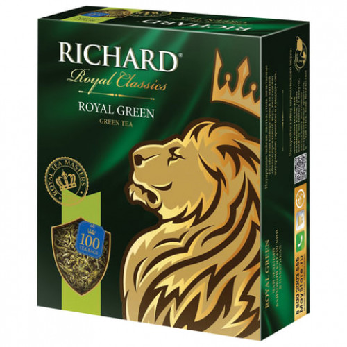 Чай RICHARD (Ричард) Royal Green, зеленый, 100 пакетиков по 2 г, 610150