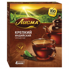 Чай ЛИСМА Крепкий, черный, 100 пакетиков по 2 г, 201933, 201943