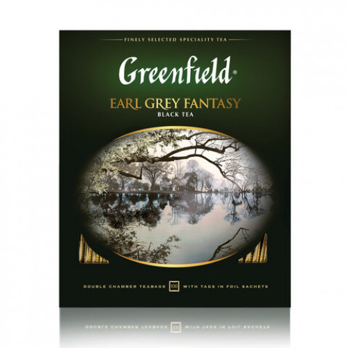 Чай GREENFIELD (Гринфилд) Earl Grey Fantasy, черный с бергамотом, 100 пакетиков в конвертах по 2 г, 0584-09