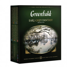 Чай GREENFIELD (Гринфилд) Earl Grey Fantasy, черный с бергамотом, 100 пакетиков в конвертах по 2 г, 0584-09